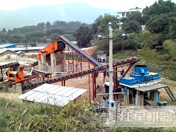 人工制砂生產(chǎn)線(xiàn)制砂現(xiàn)場(chǎng)示意圖
