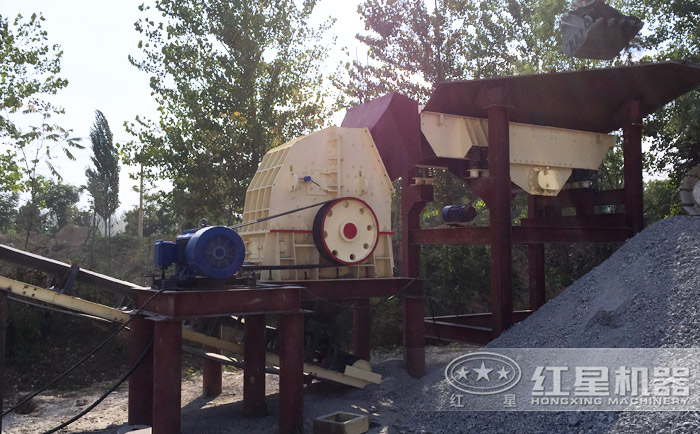 碎石生產線工藝現(xiàn)場（配置重錘破）