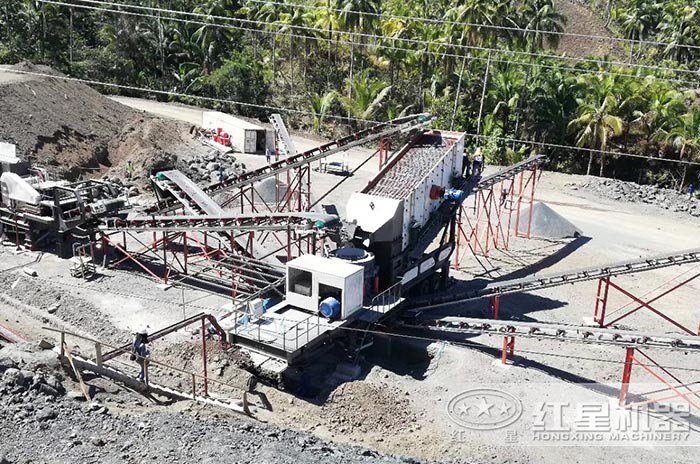 紅星機(jī)器移動式碎石機(jī)車間作業(yè)圖(配置反擊破) 紅星機(jī)器移動式碎石機(jī)車間作業(yè)圖(配置反擊破)